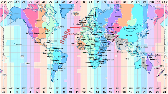 vremenske zone karta Tačno vreme u svetu vremenske zone karta